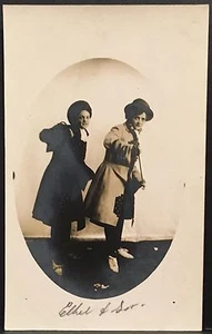 Real Photo Postcard RPPC ~ Two Woman Dancing Vaudeville Act In Men's Clothing - Picture 1 of 3