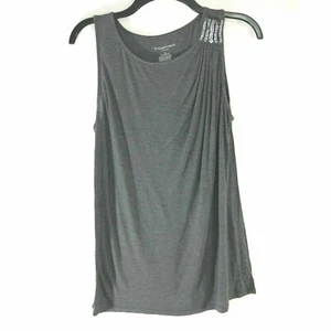 Liz Lange Maternity Tee Shirt Large Tank Top Gray Rhinestones Stretch Tunic - Picture 1 of 6