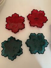 CANDY/TRINKET Glass SNOWFLAKE 3D Design Dishes By Holiday Time (set of 4)