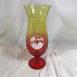 The Oasis Lake Travis Hurricane Cocktail Glass Austin Texas Red Yellow Original  - Picture 1 of 8