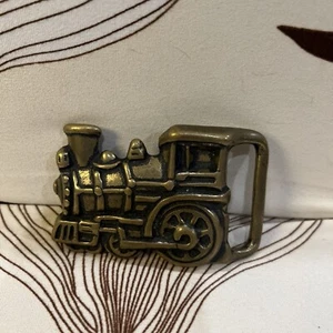 Fibbia per cintura in ottone massiccio per locomotiva a forma di treno - Foto 1 di 6
