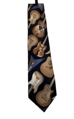 Guitarra Hombre Instrumento Musical Corbata 100% Seda Eléctrica y Acústica Foto 1 de 4