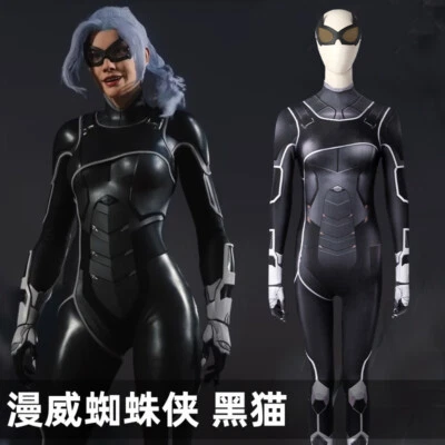 Spider-Man Felicia Hardy Battle Suit Bodysuit Women Black Cat Cosplay Custome  - Image 1 of 4