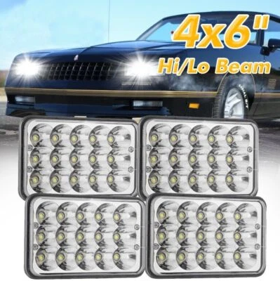 4pcs 4x6 LED Headlights Hi/Lo Sealed Beam For Chevrolet Monte Carlo 80-88 Camaro - Image 1 of 4