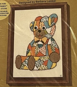 Vtg Jiffy Stitchery Embroidery Kit Calico Bear 5" x 7" New 1975 Design B. Lenker - Picture 1 of 5