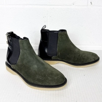 Stephane Kelian Boots Womens Size 10 Green Black Suede Leather Chelsea Pull On - Image 1 of 4