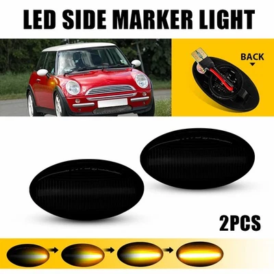 For MINI Cooper R50 R52 R53 2002-08 Dynamic Amber LED Front Side Marker Lights — 第 1/4 张图片