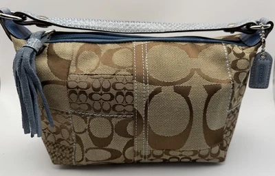 Y2K Coach Patchwork Signature Demi Purse With Blue Trim - Image 1 of 4
