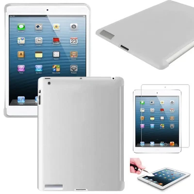 Coque Apple iPad 4 3 2 Etui Housse Silicone FINE + VERRE Trempé, Transparent - Photo 1/4