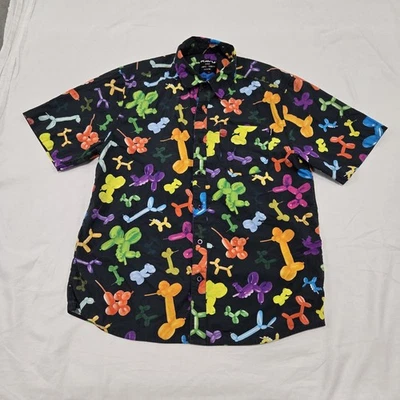 大号 Kavu 气球动物彩色纽扣衬衫黑色短袖 AOP — 第 1/4 张图片