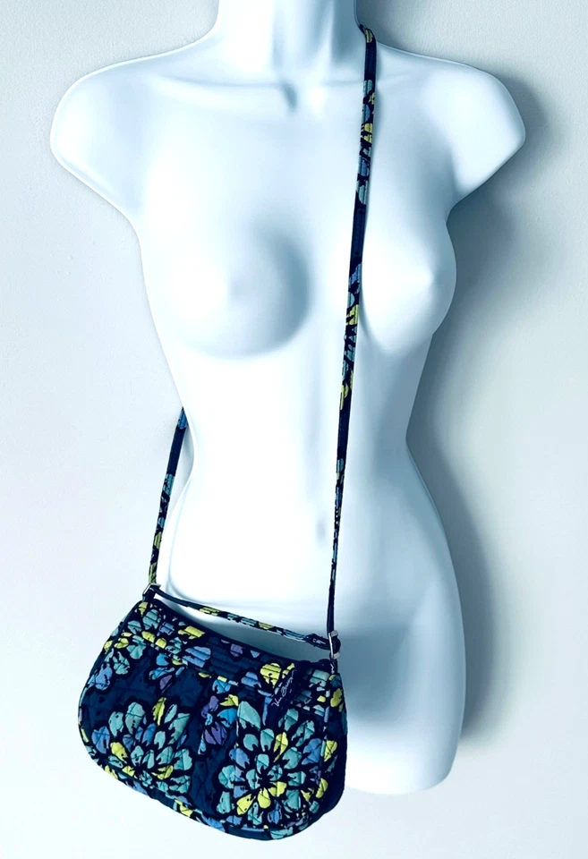 Vera Bradley маленький хипстер индиго поп сумка через плечо сумочка синий цветочный - Изображение 1 из 4