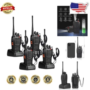 Confezione 4 Walkie Talkie Pro 3 Miglia Lungo Raggio Ricaricabili UHF con Auricolari - Foto 1 di 9