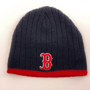 Blue Rib Knit With Red Edge Boston Red Sox Winter Beanie Cap - Picture 1 of 7