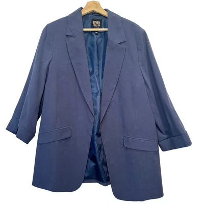 River Island Women's Relaxed Open Single Breasted Blazer Light Blue Sz 18 - Image 1 of 4