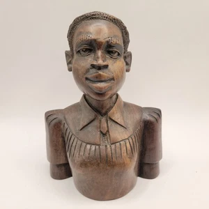 Vintage African Hand Carved Bust 8in Western Clothing High Quality - Picture 1 of 6