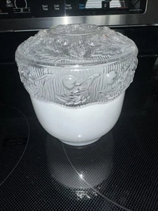 White Opaque and Clear Pressed Floral Top Pendant Light Shades 4” Opening - Picture 1 of 4