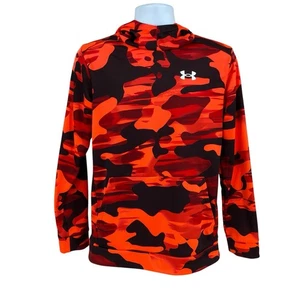 Under Armour Hooded Sweatshirt Youth YXL Orange Camo Pocket Long Sleeve - Picture 1 of 14