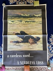 WWII Poster A CARELESS WORD A NEEDLESS LOSS Anton Otto Fischer OWI 36 ORIGINAL - Picture 1 of 1