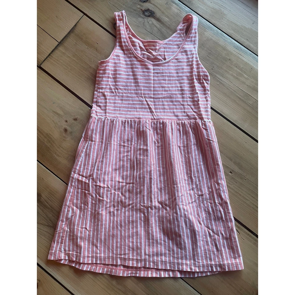 Vestido de verano a rayas naranja/blanco Old Navy para niñas. Talla M (8) Foto 1 de 4