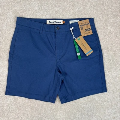 Tailor Vintage Men's Blue Stretch Cotton Chino Shorts Waist 34 Regular Fit NWT - Image 1 of 4