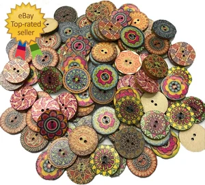 200 PEZZI Bottoni in Legno Bottoni in Legno Vintage con 2 Fori per Cucire Fai da Te - Foto 1 di 12