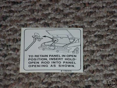 73 74 BUICK APOLLO HATCHBACK HATCH LID INSTRUCTION DECAL NEW 1973 1974 STICKER - Image 1 of 1