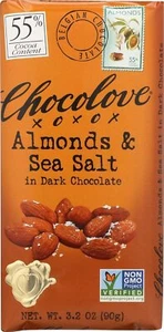 Chocolove Dark Chocolate Almonds And Sea Salt Bars 3.2 Oz Pack Of 4 - Picture 1 of 4