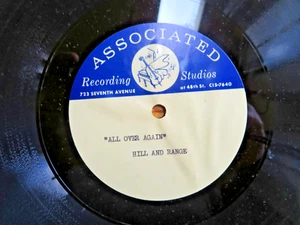 Unknown "All Over Again" 10" 78 RPM Acetate Record-Brill Building Hill & Range - Imagen 1 de 2