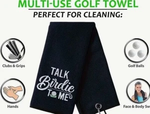 Mikrofaser Golftasche Handtuch, schnelltrocknend, Waffelstruktur, bestickt Birdie - Bild 1 von 3
