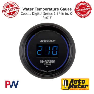 AutoMeter Water Temperature Gauge Cobalt Digital Series 2 1/16 in. 0-340?F - Image 1 of 4