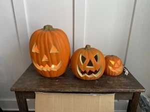 Gemmy Industries Pumpkin Imposter 3 Pack Lighted Jack o Lanterns W/ Box NICE - Picture 1 of 13
