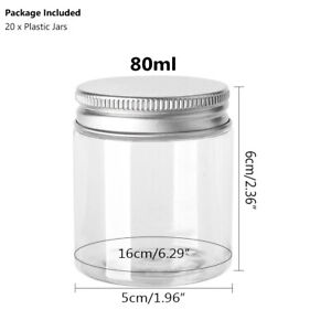 20x 30ml-150ml Plastic Container Cosmetic Clear Jars Bottle Storage With Lids