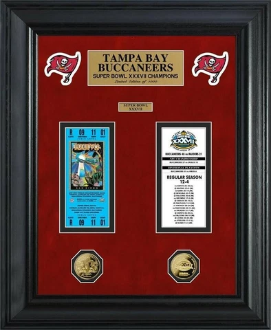Tampa Bay Buccaneers Super Bowl Ticket and Game Coin Collection Framed Cover