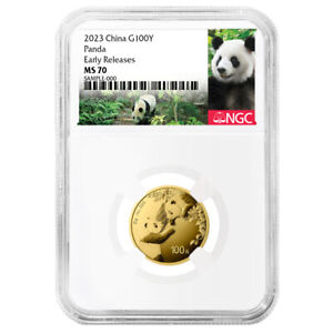 2023 100 Yuan Gold Chinese Panda .999 8g NGC MS70 ER Panda Label