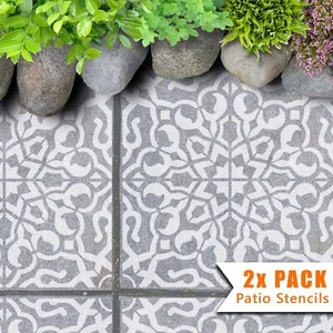 Patio Tile Stencils - 45 and 60 Square Concrete Floor Garden Slabs - Nadia - Picture 1 of 5