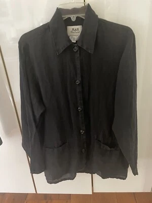 FLAX Jeanne Engelhart маленький S черный кнопка спереди художник куртка с длинным рукавом - Изображение 1 из 4