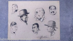 dessin signé. Drawing signed belle éqoque caricatures bd 1900-1920 - Picture 1 of 1