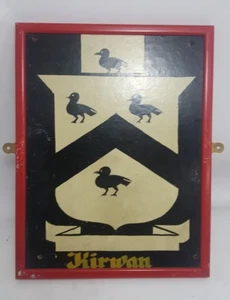 Vintage HAND PAINTED COAT OF ARMS KIRWAN Surname Latin Motto Heraldic Crest - Picture 1 of 6