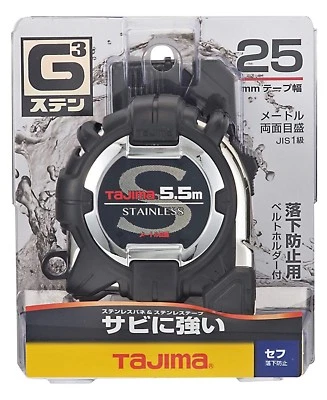 TAJIMA MEASURING TAPE WITH HOLDER STAINLESS TAPE (W25mm/L5.5m) SFG3SL2555BL - Image 1 of 4