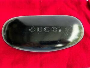 AUTHENTIC Gucci Glasses Sunglasses Hard Case Clam Shell Black Leather Logo~GOOD