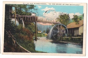 OLD WATER WHEEL Heart of the Blue Ridge Mountains North Carolina Postcard NC  - Picture 1 of 2