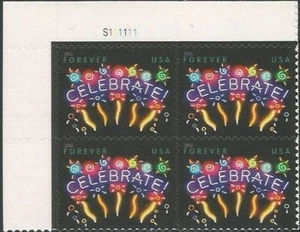 Plate Block of 4 stamps - Scott 4502 - Forever - Celebrate - 2011 - MNH - Picture 1 of 1