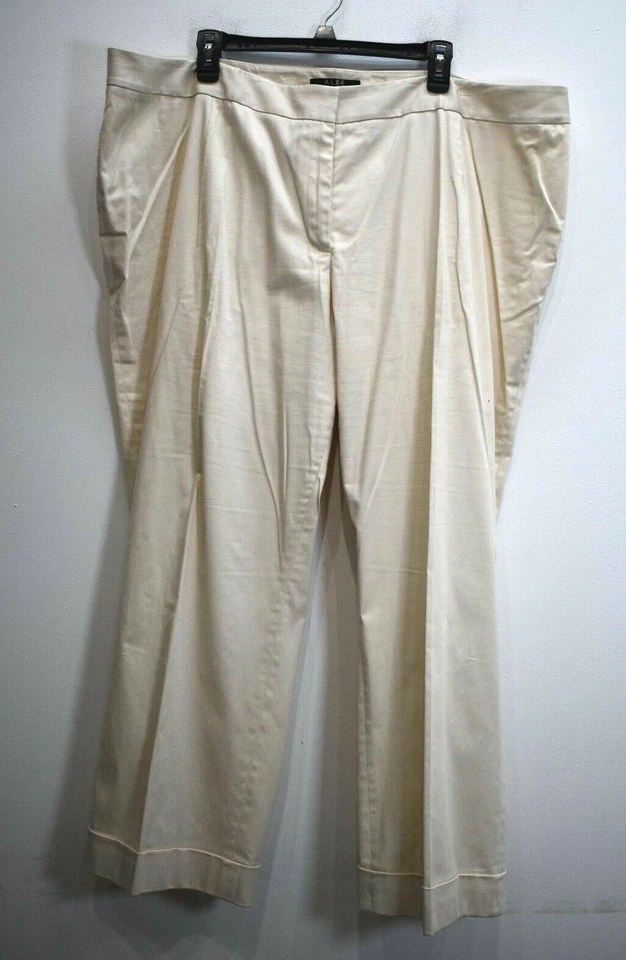 Alex Marie Mujer Off White Frente Plano Doblado Puño Carrera Vestido Pantalones Pantalones 24W Foto 1 de 4