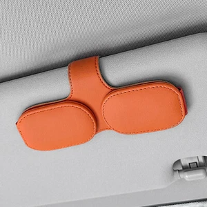 New Sunglasses Glasses Card Ticket Magnetic Clip Car Sun Visor Leather Holder - Picture 1 of 12
