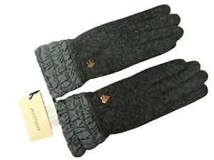 Genuine Jill Stuart Black with Wrist Ruffled Gray Women's Gloves