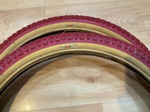 80s NOS RED GT 20x1.75 TIRES OLD SCHOOL FREESTYLE BMX 	* RARE *