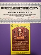 Buck Leonard signed Hall of Fame Negro league plaque card w/C.O.A.