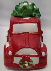Tarro de galletas de vacaciones Red Truck con árbol. - Imagen 1 de 13