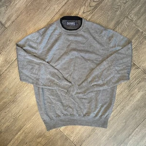 Paul Fredrick Herren 100 % italienische Merinowolle Pullover Sweatshirt grau Large - Bild 1 von 8