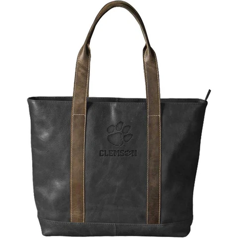 Clemson University Tigers Tote Bag Black Genuine Leather Tote Cover